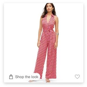 NWT Women's Collared Sleeveless Pink Modern Geo Jumpsuit - DVF for Target Medium